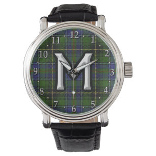Montre Tartan de monogramme de la lettre M de MacInnes de
