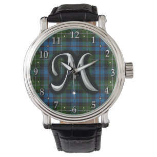 Montre Tartan écossais de monogramme de la lettre M du