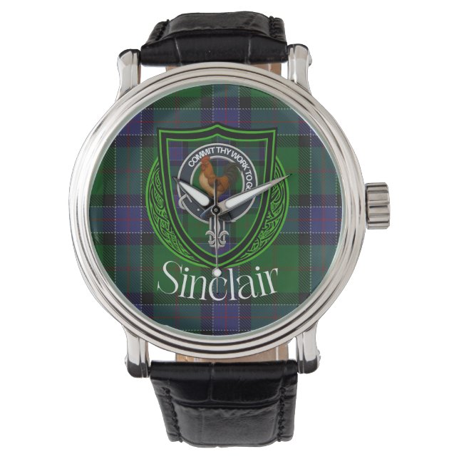 Montre Tartan et blason du clan écossais Sinclair (devant)