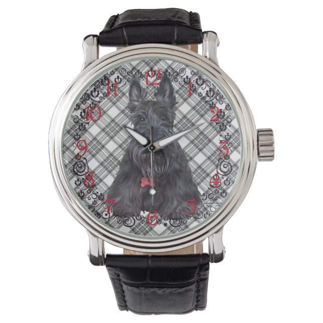 Montre Tartan Scottie Noir & Blanc (devant)