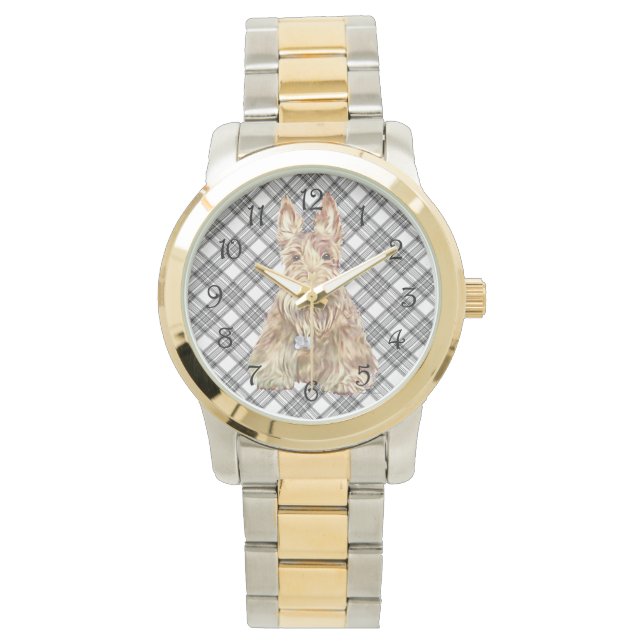 Montre Tartan Scottie Noir & Blanc (devant)
