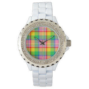 Montre Tartan vert rose