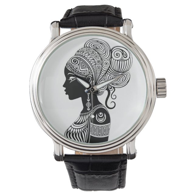 Montre Tatouage Tribal Portrait de Fille Africaine (devant)