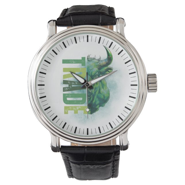 Montre Taureau vert | Conception commerciale (devant)