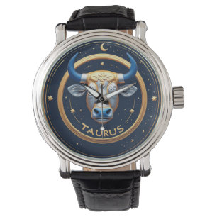 Montre Taureau Zodiaque Emblème Taureau Avec Anneau Doré