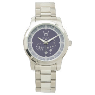 Montre Taurus Zodiac Parties scintillant argent bleu fonc