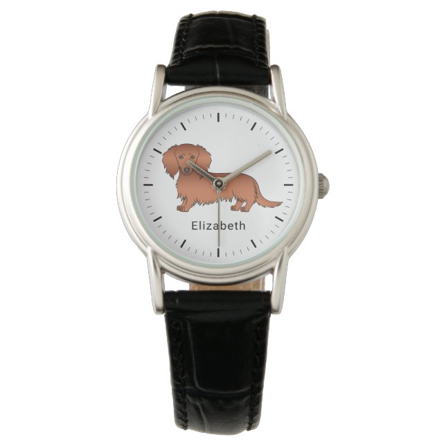 Montre Teckels à Poils Longs Rouges Chien de Dessin Animé (devant)