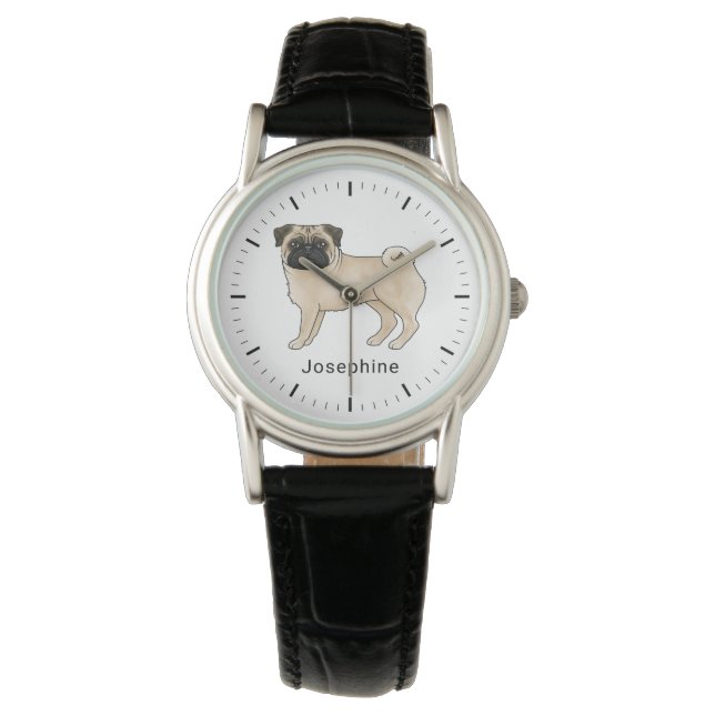 Montre Teckels Carlin Mops Race De Chien Design Avec Nom (devant)