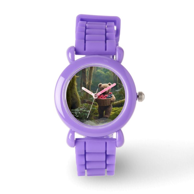 Montre Teddy Bear Gthering Berries Art for Kids (Recto)