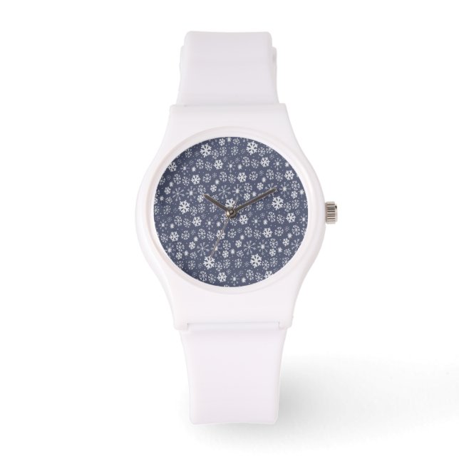 Montre Tempête de flocons de neige en bleu de minuit (Recto)