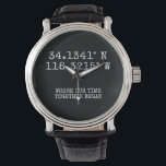 Montre Temps passé ensemble Coordonnées GPS personnalisée<br><div class="desc">Coordonnées GPS montre personnalisée de Ricaso - changer le texte pour répondre à vos besoins. Vous pouvez trouver vos coordonnées GPS personnalisées en recherchant en ligne, si possible il est préférable de copier et coller le résultat. Une façon parfaite de marquer votre temps passé ensemble et de rappeler où tout...</div>