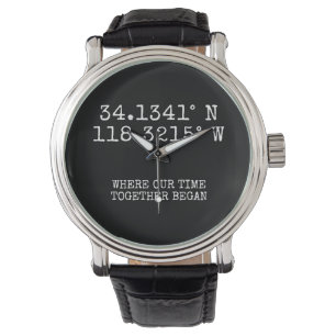 Montre Temps passé ensemble Coordonnées GPS personnalisée
