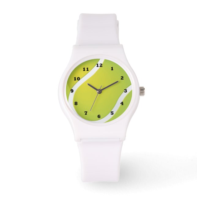 Montre Tennis Ball sport blanc silicone (Recto)