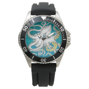 Montre Tentacles de poulpe encre turquoise verte
