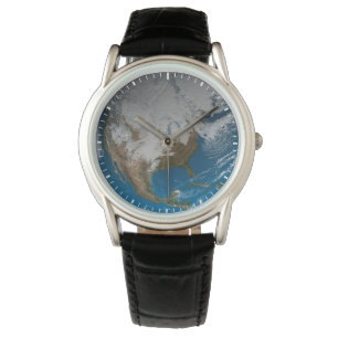 Montre Terre Pleine Avec Des Nuages Simulés Sur L'Amériqu