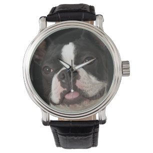 Montre Terrier de sourire de Boston avec le collier