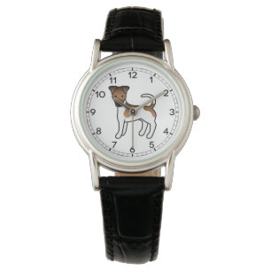 Montre Térrier Fox Lisse Blanc Et Brun Chien De Dessin An