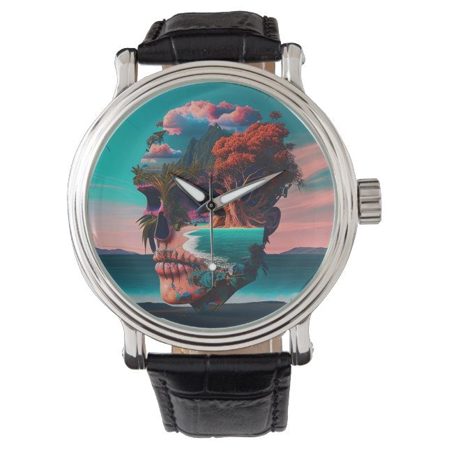 Montre Tête de crâne colorée (devant)
