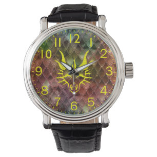 Montre Tête de dragon et scales de dragon colorées