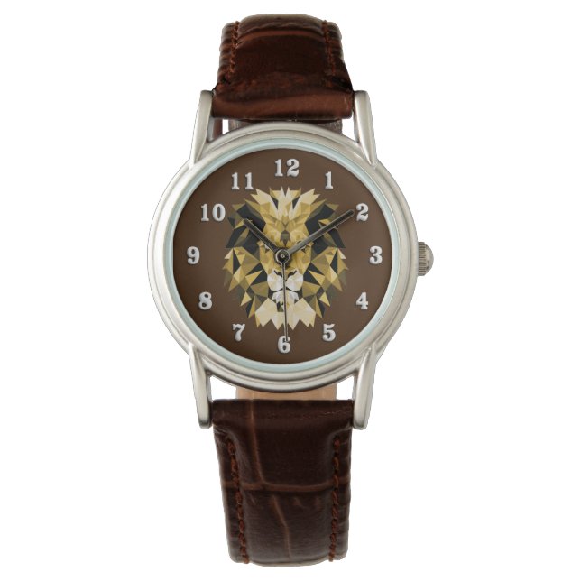 Montre Tête de lion avec chiffres blancs (devant)