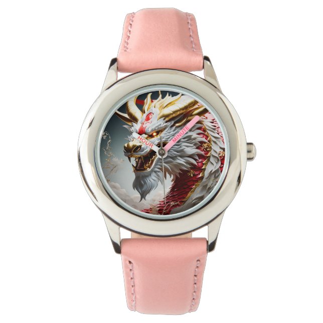 Montre Tête d'or du dragon à respiration par feu (devant)