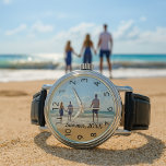 Montre Texte de la photo de famille<br><div class="desc">Ajoutez Votre photo préférée d'un séjour d'été, voyage, enfants, petite amie/petit ami ou animal de compagnie. Chiffres noirs. Modèle pour votre texte, lettres noires.</div>