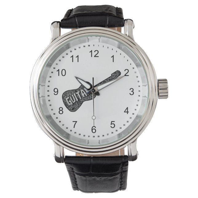 Montre Texte des notes de musique de guitare (devant)