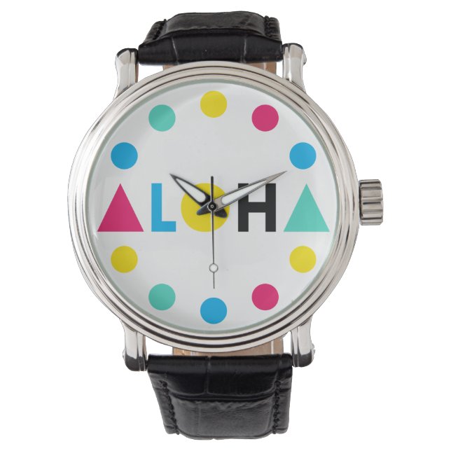 Montre Texte original lettres de couleur ALOHA (devant)
