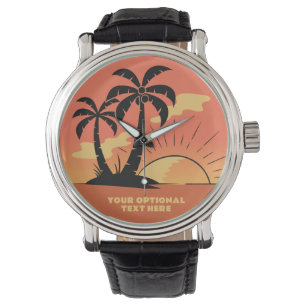 Montre Texte personnalisé Coucher de soleil sur l'île tro