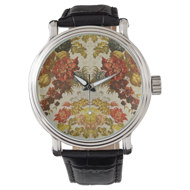Montre Textile à motif floral extensible (devant)