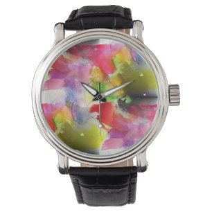 Montre Texture de conception rouge, aquarelle jaune