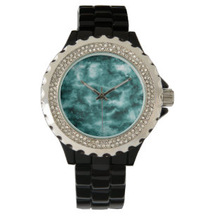 Montre Texture de marbre vert-foncé