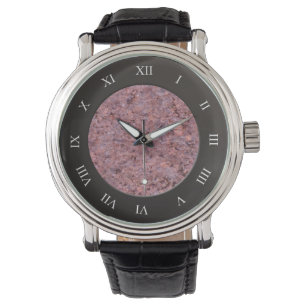 Montre Texture élégante de roche de rose de géologie
