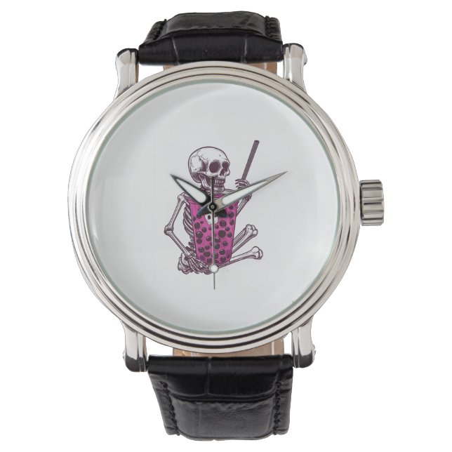 Montre Thé bulle de squelette d'Halloween (devant)
