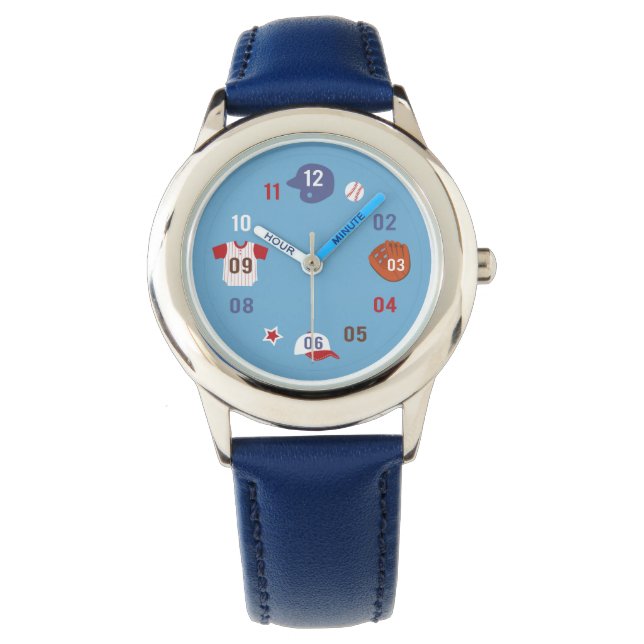 Montre Thème de baseball coloré et mignon (devant)
