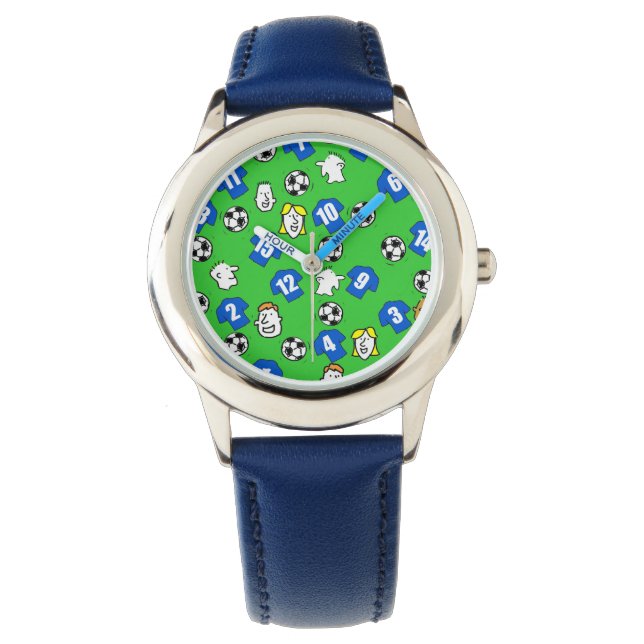 Montre Thème de football avec chemises en bleu (devant)