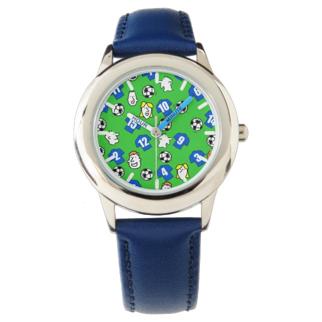 Montre Thème de football avec chemises en bleu (devant)