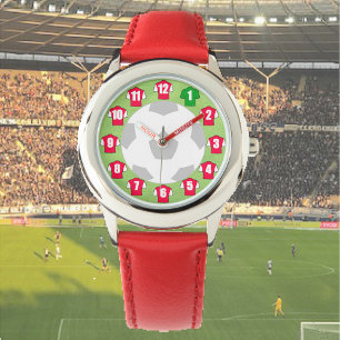 Montre Thème de football pour enfants avec Chemises rouge