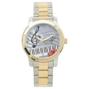 Montre Thème des mélomanes Clavier et Rose de clef de t