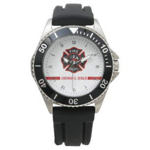 Montre Thin Red Line Personnalisé Nom Bande Pompier Thème