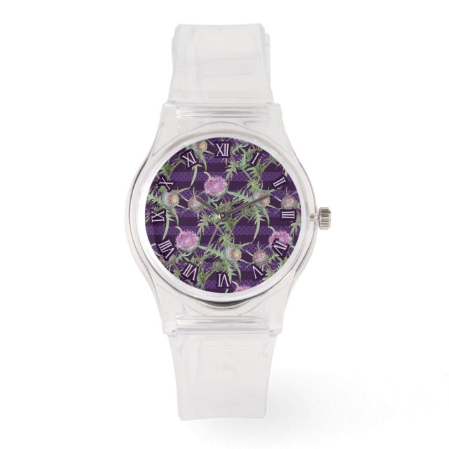Montre Thistle violet flowers (Recto)