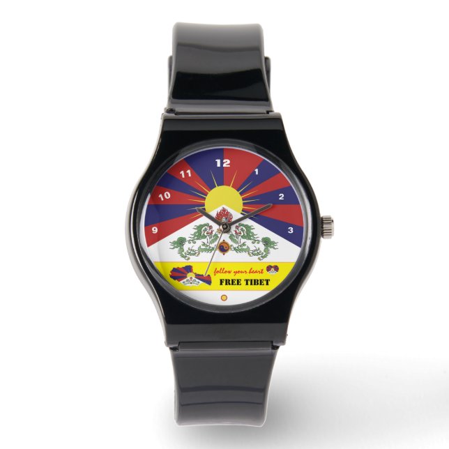 Montre Tibétain, Carte du Tibet, mode /Tibet libre (Recto)