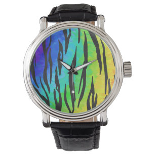 Montre Tiger noir et arc-en-ciel