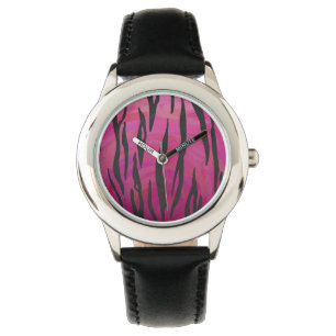 Montre Tiger rose chaud et noir