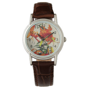 Montre Tigre d'Aquarelle orange Lily 1