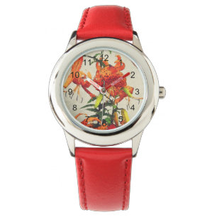 Montre Tigre d'Aquarelle orange Lily 1