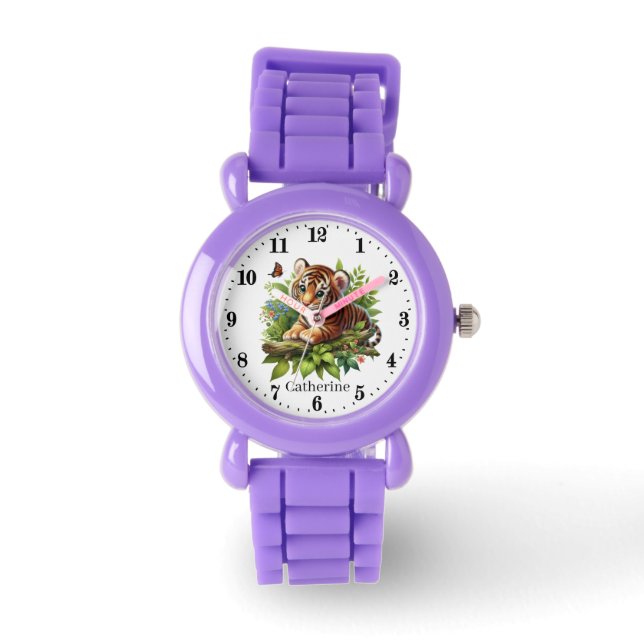 Montre tigre fille mignonne ajouter nom (Recto)