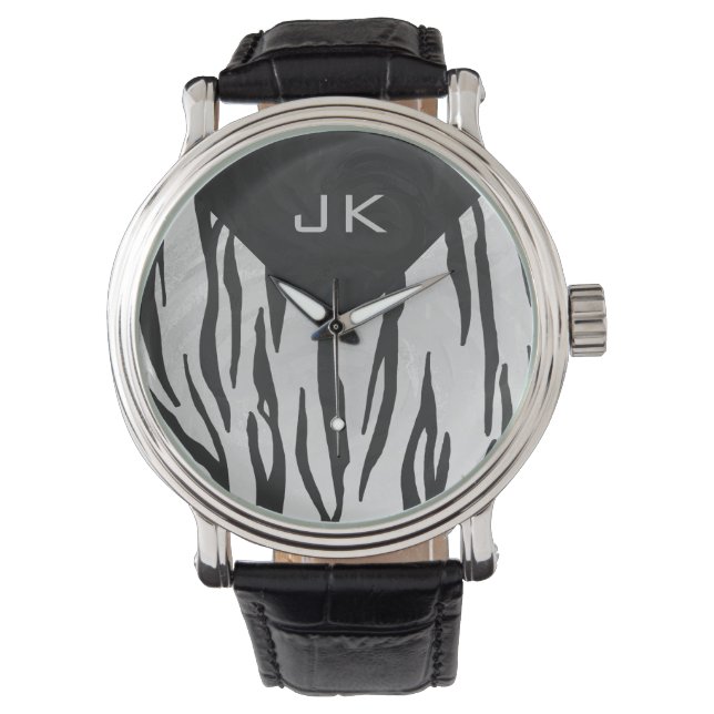 Montre Tigre Monogramme noir et blanc (devant)