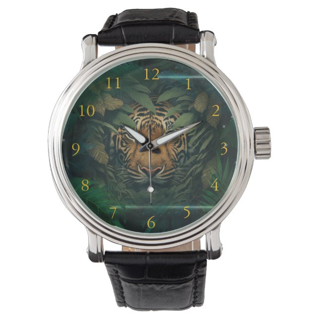 Montre Tigre se cachant dans le feuillage               (devant)