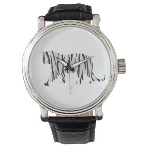 Montre Tigre Silhouette Noir et Blanc